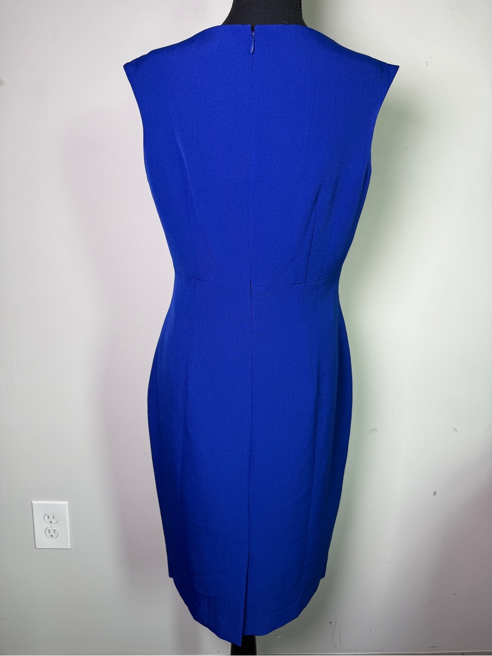 Kasper Cobalt Blue Midi Sheath Dress Notch Neck Sz 6 - Picture 3 of 10
